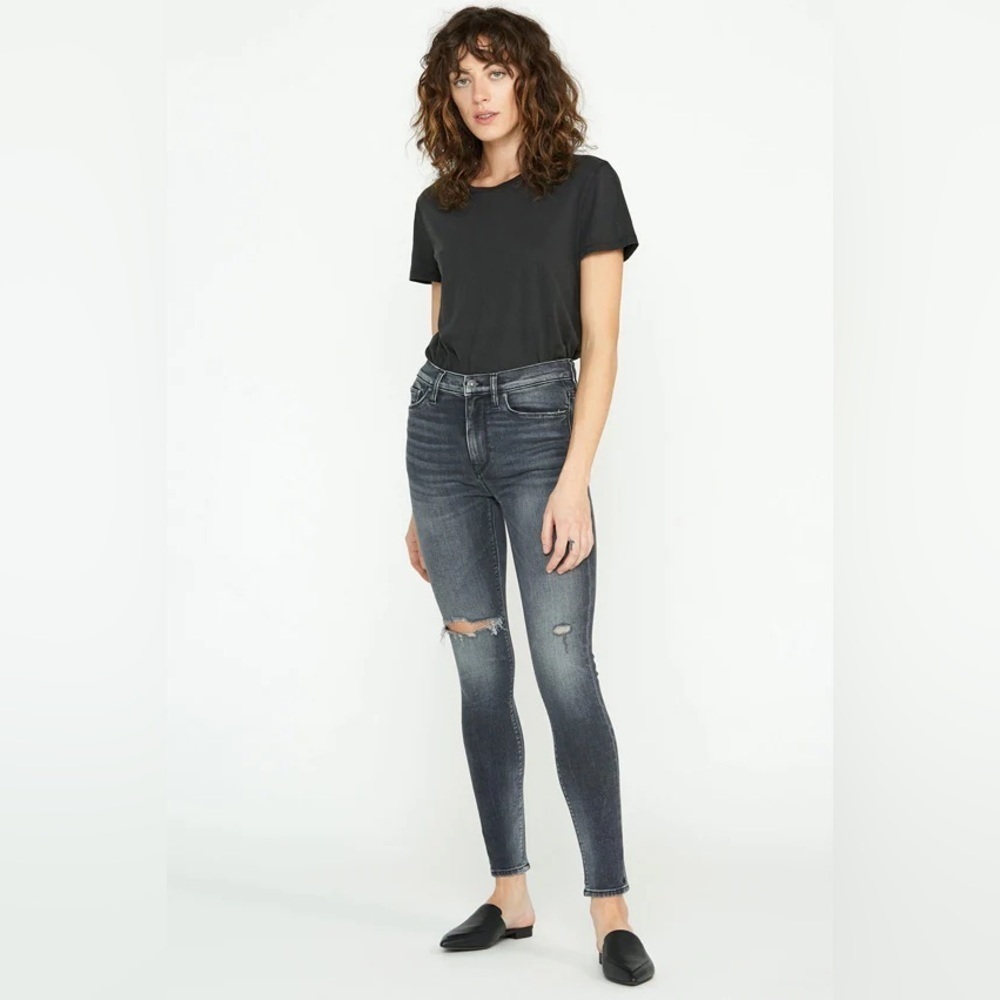 Hudson Barbara High Rise Super Skinny Ankle Jeans Faded Black Sz 31